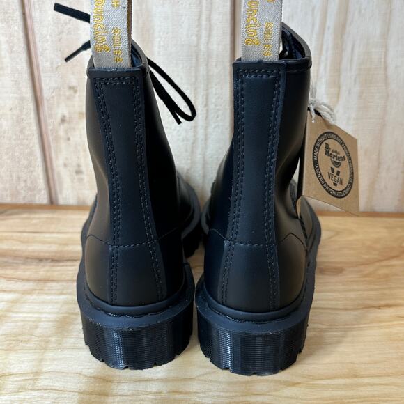 NEW Dr Martens Vegan 1460 Bex Mono Black Felix Rub Off Lace Up Boots W7 M6 EU38 - Picture 7 of 9